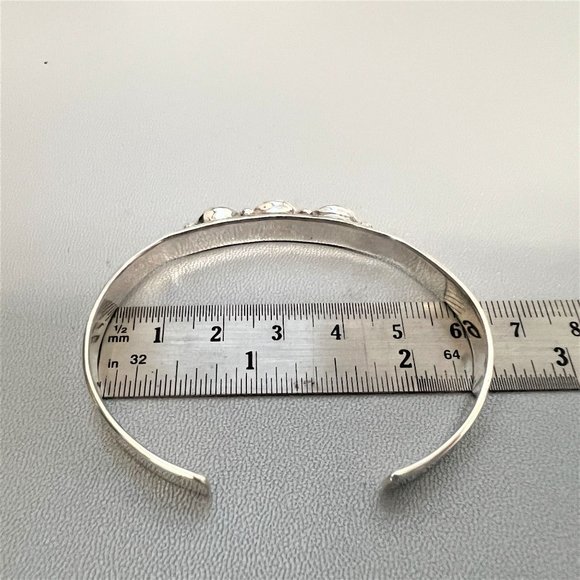 E Jackson Signed Sterling Silver 925 Cuff Bracelet Genuine Blue Green Turquoise - Picture 9 of 12